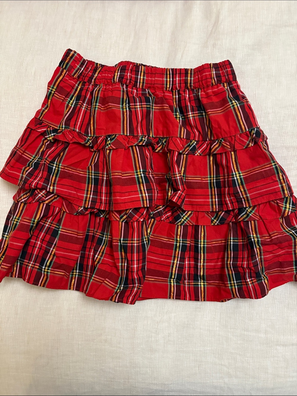 Crewcuts Red Plaid Tiered Ruffle Skirt
